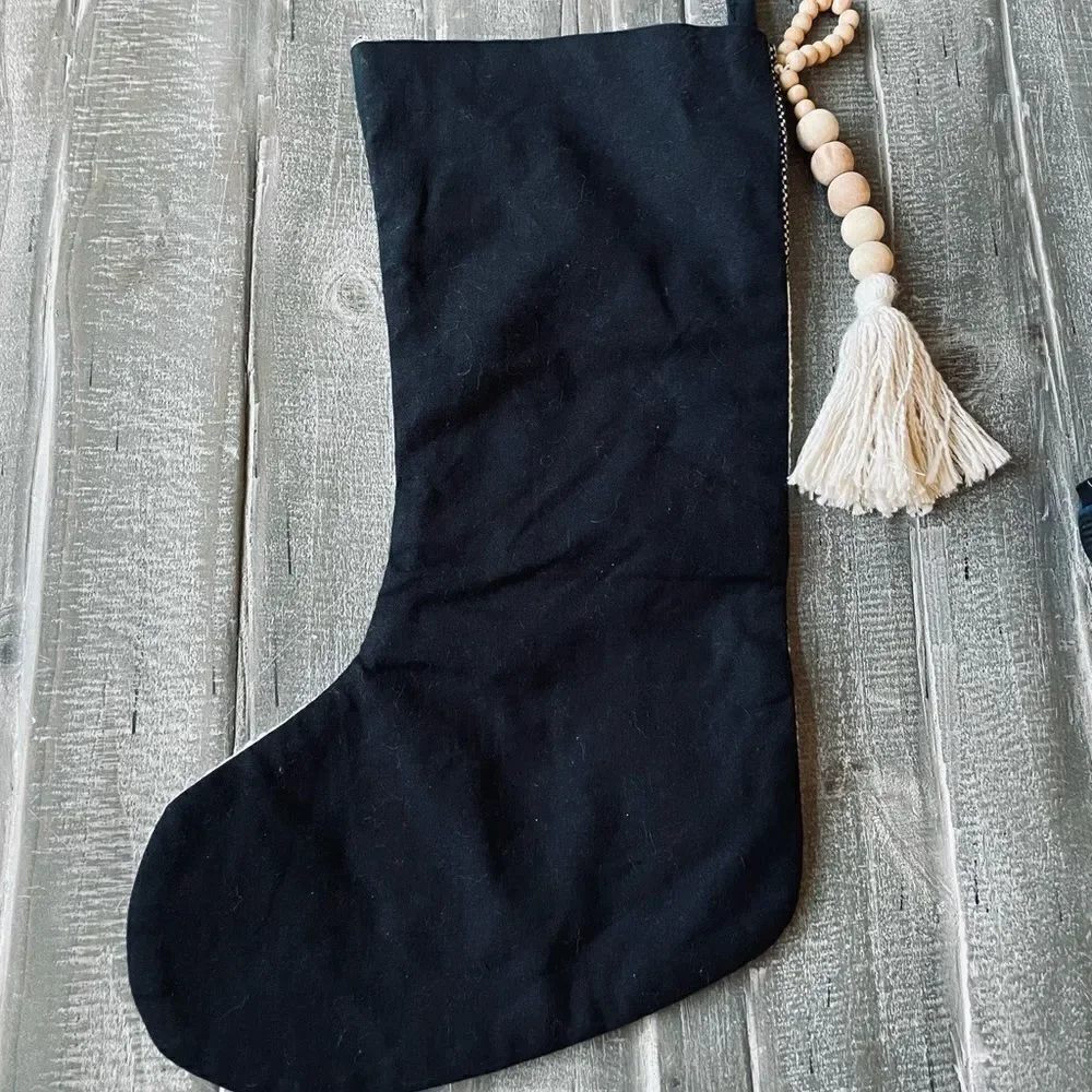 Boho Modern Neutral Christmas Holiday Stocking